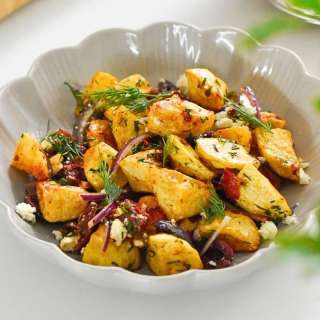 Mediterranean Salad with Roasted Potatoes (Air-fryer friendly)