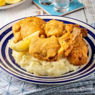 Pan-fried Cod with Greek Potato & Garlic Dip (Skordalia)