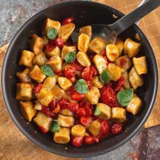 Homemade Zucchini Gnocchi in Rustic Tomato Sauce