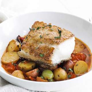 Pan Seared Chilean Sea Bass Mediterranean Style