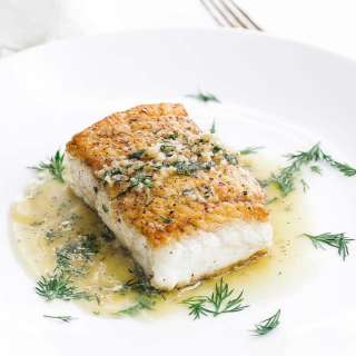 Pan Seared Halibut Recipe with Lemon Dill Butter