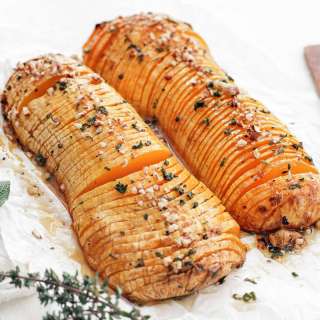 Hasselback Butternut Squash with Maple-Sage Glaze