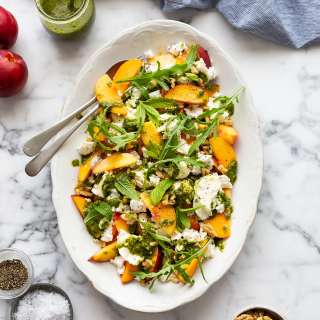 Nectarine and mozzarella salad with basil vinaigrette