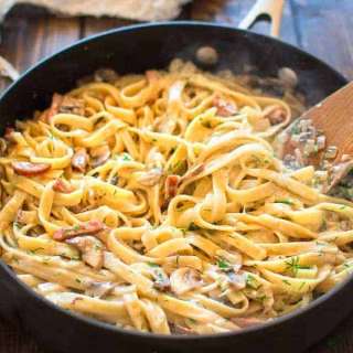 Pasta with Mushrooms and Kielbasa