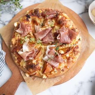 Blue Cheese & Prosciutto Pizza with Caramelised Apples
