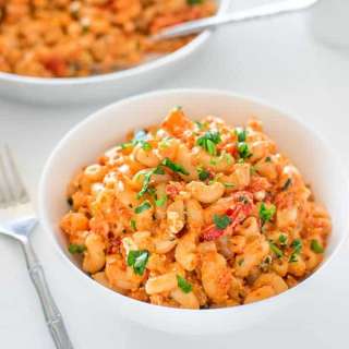 Macaroni with Roasted Pepper Sauce and Goat Cheese
