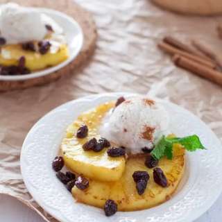 FRIED PINEAPPLE WITH ICE CREAM
