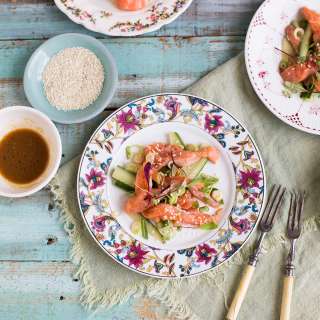 Miso salmon & cucumber salad