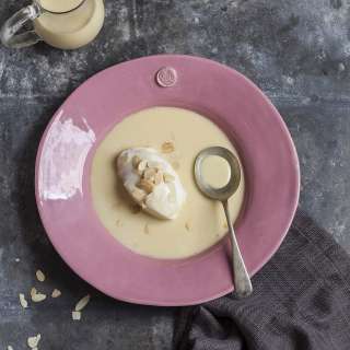 Vanilla floating islands with crème anglaise