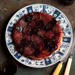 Roasted onion and beetroot tarte tatin