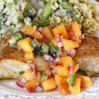 Soy Ginger Glazed Halibut with Ginger Peach Relish