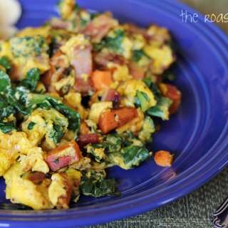 Sweet Potato, Kale & Bacon Scramble