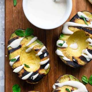 Grilled Avocados with Feta Tahini Sauce