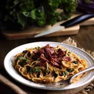 Gluten Free Pasta Recipe with Cheesy Pumpkin Sauce (High Protein and Low Fat)