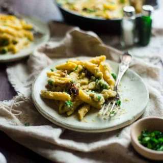 Gluten Free Cauliflower Alfredo Baked Penne Carbonara