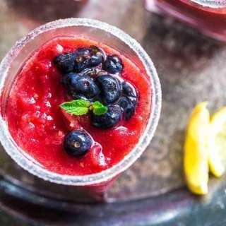 Blended Raspberry Mojito with Muddled Blueberries