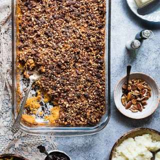 Paleo Easy Healthy Sweet Potato Casserole with Pecan Topping