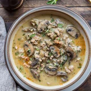 Dairy-Free Cream of Mushroom Soup with Ground Turkey