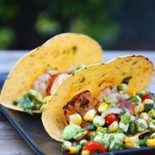 Shrimp Tacos with Grilled Poblano Salsa