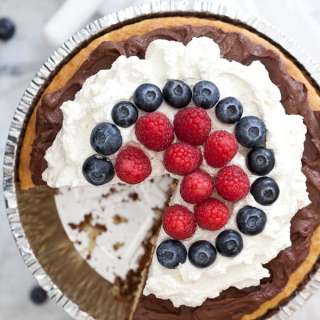 Yellow Cake Pie with Chocolate Mousse and Berries