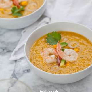 Mango Gazpacho with Pickled Shrimp