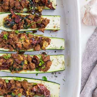 Stuffed Zucchini with Turkey Sausage