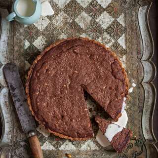 Decadent chocolate & pine nut tart