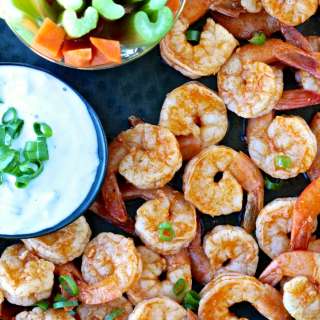 Grilled Buffalo Shrimp with Blue Cheese Dipping Sauce