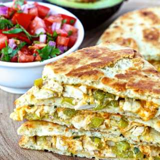 Chicken and Green Chile Naan Quesadillas