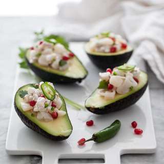 Shrimp and Scallop Ceviche Stuffed Avocado