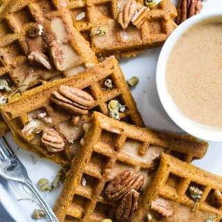 Paleo Waffles with Pumpkin Spice Cream Sauce