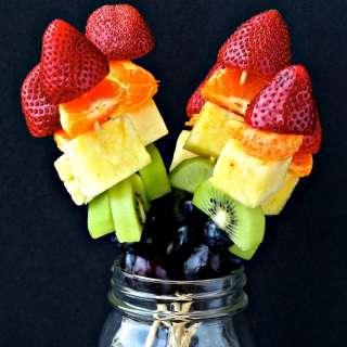 Rainbow Fruit Kabobs with Yogurt Lime Dip