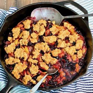 Easy Skillet Blueberry Peach Cobbler