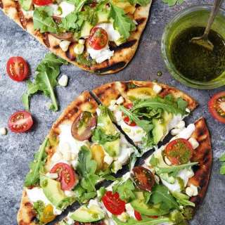 Tomato, Avocado, and Burrata Flatbread