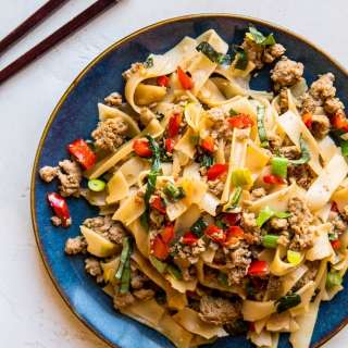 Drunken Noodles (Pad Kee Mao) with Ground Turkey