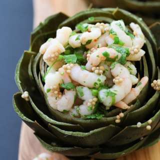 Stuffed Artichokes with Thai Shrimp Salad