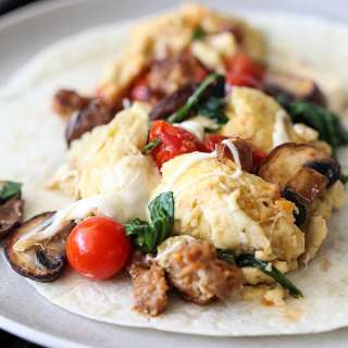 Scrambled Eggs and Sausage Breakfast Burrito