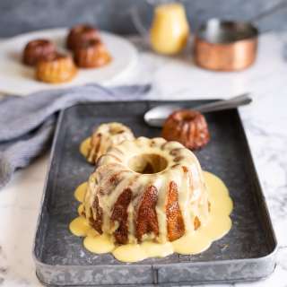 Malva pudding with cranberries & ginger