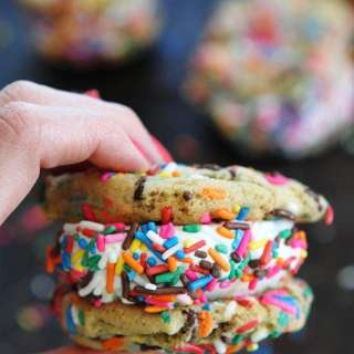 Sprinkle Chocolate Chip Cookie Ice Cream Sandwiches