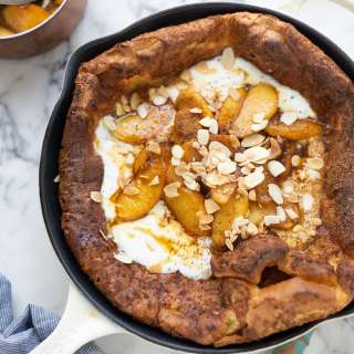 Dutch baby pancake with caramelised Pink Lady® apples