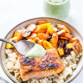 Crispy Salmon with Basil Coconut Milk Sauce