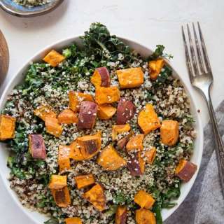 Roasted Sweet Potato Kale Salad with Quinoa