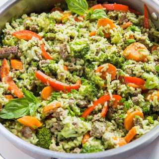 Coconut Basil Ground Beef Skillet