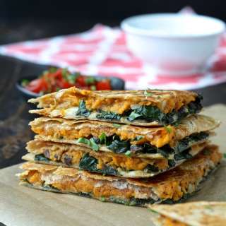 Sweet Potato Kale & Black Bean Quesadillas