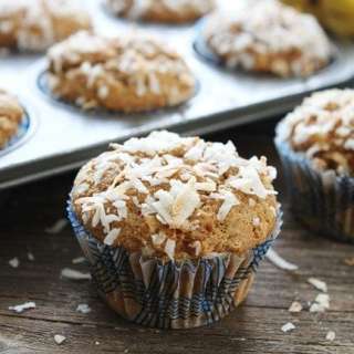 Whole Wheat Banana Coconut Muffins {Vegan}
