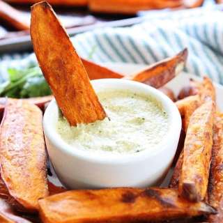 Sweet Potato Fries with Spicy Cashew Dipping Sauce