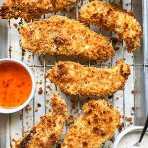 Crispy Parmesan Buttermilk Chicken Tenders (Baked and Air Fryer)