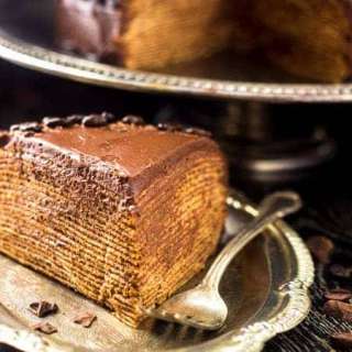 Crepe Cake with BAILEYS Coffee Creamer Chocolate Ganache {Whole Wheat}