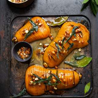 Honey & almond Hasselback butternut