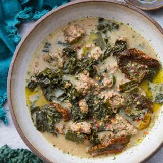 Crock Pot Creamy Kale & Sausage Soup Soup